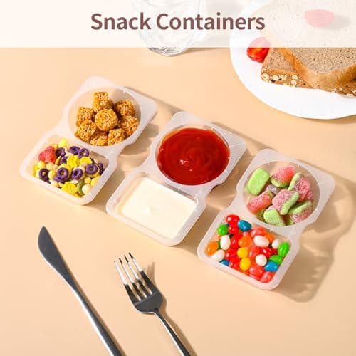 RXRRXR 20PCS Double Compartment Condiment Container With Lids - Reusable Snack Pack Containers for Take-out Sauces - Image 2
