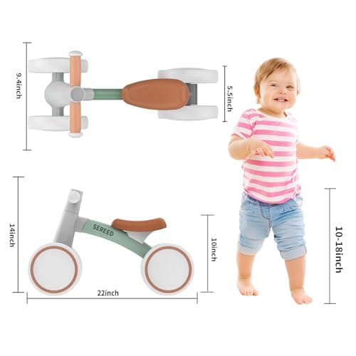 SEREED Baby Balance Bike for 1-2 Year Olds - 4 Wheels, First Bike for Toddlers, Birthday Gift (Green) - Image 2