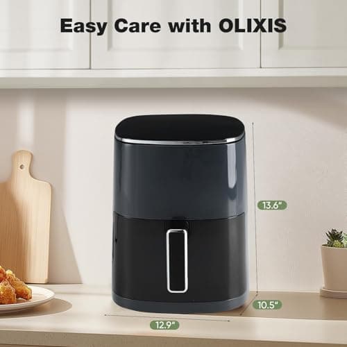 OLIXIS Air Fryer 6 Quart with Window Square Air Fryer 12-in-1 Air Fry, Roast, Reheat, Dehydrate, Bake, Steam, Fries, Custard, Chicken, Wings, Sea Food, Vegetabels,400F Grey - Image 2