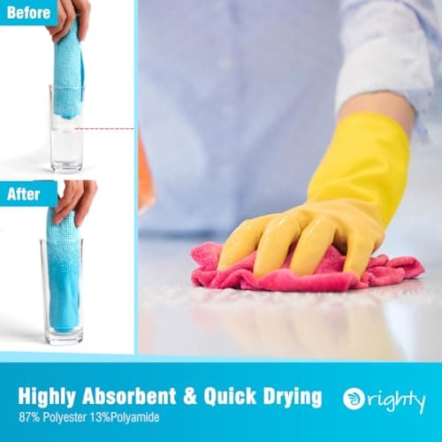 Orighty Microfiber Cleaning Cloth 24 Pack, Highly Absorbent Cleaning Supplies, Lint Free Cloths for Multiple-use, Powerful Clean Rags for House, Kitchen, Car Care (Multi-Color) 11.5 x11.5 inch - Image 3
