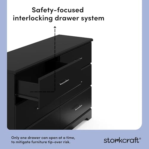 Storkcraft Brookside 6-Drawer Dresser (Black) – GREENGUARD Gold Certified, Nursery & Kids Storage, Nursery Essentials, Kids Room Storage, Durable Bedroom Dresser - Image 6