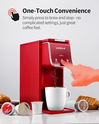 KIDISLE Hot & Iced Coffee Maker, K Cup Coffee Maker Compatible with Ground Coffee, Single-Serve Brewer with Bold Setting, Reusable Filter, Travel Mug Friendly, Compact & Quick Brew, Red - Image 6