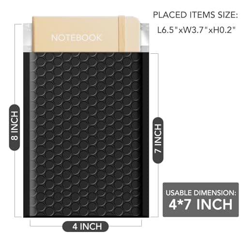 GSSUSA Black Bubble Mailers 4x8 Inches 50 Pack, Usable Size 4X7" Bubble Envelopes for Small Business, Padded Envelope, Shipping Mailers, Packaging Bags, Mailing Envelopes, Shipping Supplies - Image 2