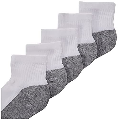 Hanes Boys Socks, Double Tough Cushioned Ankle And No Show, 12-pair Packs Athletic-socks, Ankle - White/Grey Bottom - 12 Pack, Medium US - Image 3
