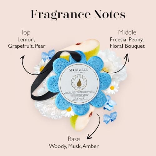Spongelle Freesia Pear Wild Flower Buffer Body Scrubber | Bath & Shower Loofah for Women | Exfoliator with Body Wash Infused Sponge | 14+ uses - Image 3