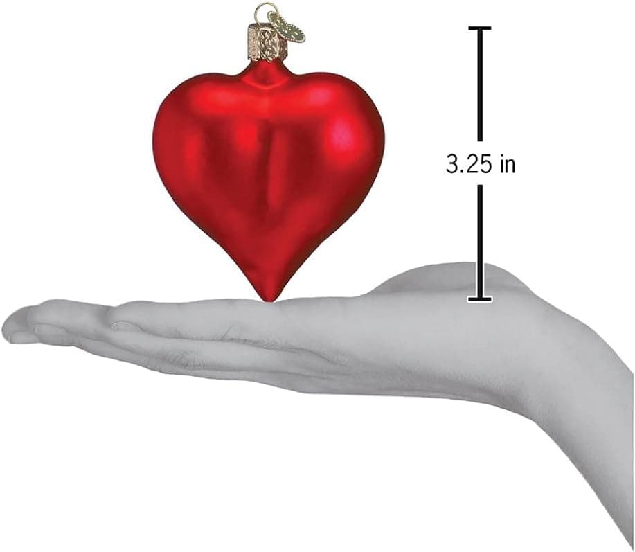 Old World Christmas Large Matte Red Heart Glass Blown Ornament for Christmas Tree, Handcrafted Holiday Decoration, Heart Collection - Image 3