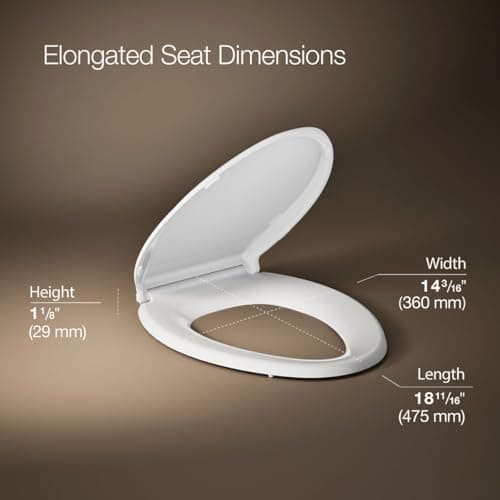 KOHLER 4636-RL-0 Cachet ReadyLatch Elongated Toilet Seat Slow Close, Soft Close Toilet Seat Quiet Lid, Contoured Grip-Tight Bumpers Installation Hardware, Apartment Essentials, White - Image 3