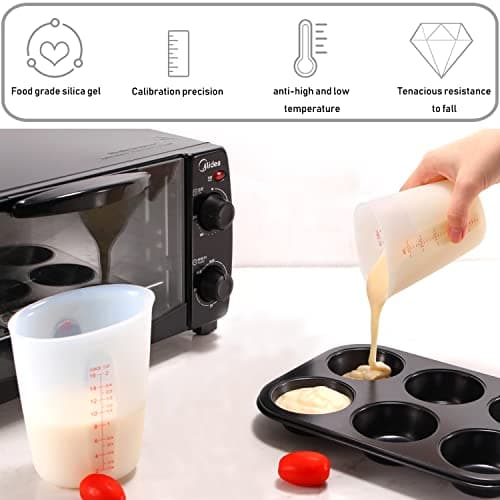 3 PCS Silicone Flexible Measuring Cups,Melting Cups for Epoxy Resin,Butter,Chocolate and More,2 Cup&1 Cup&1/2 Cup,Squeeze and Pour Silicone Measuring Cup with Marking Ounce/ML - Image 7