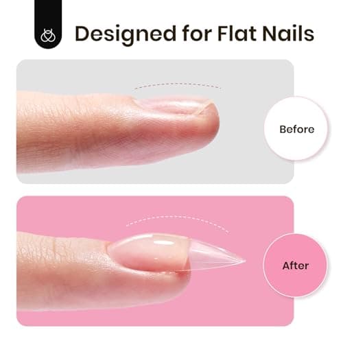 Beetles Tipex Gel Nail Kit, Medium Almond Nail Tips 224 Pcs 16 Sizes Pre-Building Pre-Etched Thick Acrylic Tips with Tipex Glue, Mini Lamp - Image 6