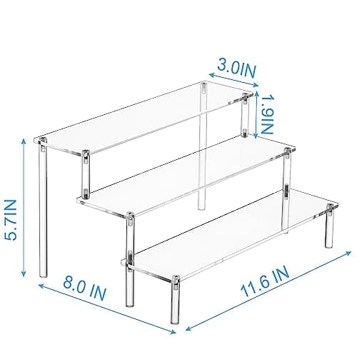 HENABLE Large Acrylic Display Risers, Perfume Stand Organizer, Clear Acrylic Shelf Risers for Display Stands for Food, Tabletop Use, Amiibo Funko POP Figure, 3 Tier Clear Cupcake Stand Risers - Image 5