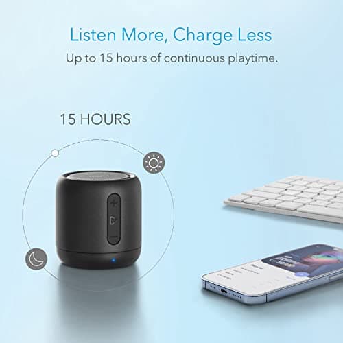 Soundcore Anker Mini, Super-Portable Bluetooth Speaker with FM Radio, 15-Hour Playtime, 66 ft Bluetooth Range, Enhanced Bass, Noise-Cancelling Microphone for Leisure and Work Use - Image 3