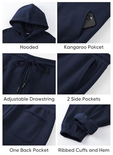 JMIERR Track Suits Set 2 Piece Airport Couple Outfits Long Sleeve Essentials Hoodies Sweatshirts Joggers Baggy Sweatpants Fall Tracksuit Sweatsuits Matching Lounge Sets, XL, Navy Blue - Image 5