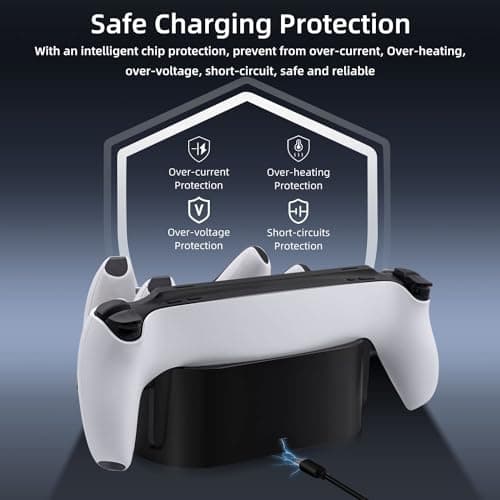 Mcbazel Charging Station for PlayStation Portal Remote Player and PS5 Controllers with LED Light and Charging Cable, Charging Dock Stand Base Holder Accessories for PS5 Portal Console - Black - Image 6