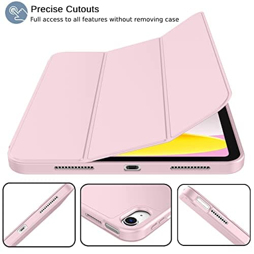 iMieet iPad (A16) Case/iPad 10th Generation Case [11-Inch 2025/10.9 Inch 2022] with Pencil Holder, Trifold Stand Smart Cover with Soft TPU Back,Auto Wake/Sleep(Pink) - Image 2