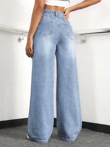 Straight Leg Jeans for Women High Waisted Wide Leg Denim Pants - Image 3