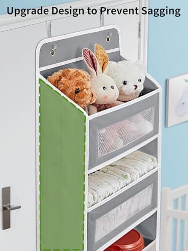 JARLINK Over The Door Organizer Storage, 5 Shelf Hanging Door Organizer with 5 Large Capacity Pockets, Anti Tilt 44 lb Load Behind Door Storage for Bedroom, Bathroom, Pantry, Nursery, (Grey) - Image 4