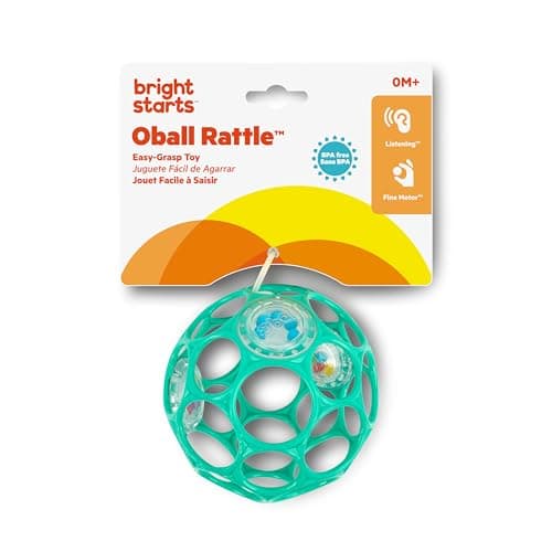 Bright Starts Oball Easy-Grasp Rattle BPA-Free Infant Toy in Teal, Age Newborn and up, 4 Inches - Image 5