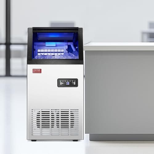 VEVOR Commercial Ice Maker, 100lbs/24H Ice Maker Machine with 28lbs Storage Capacity, 40 Ice Cubes in 15 Minutes, Freestanding Ice Maker for Bar Home Office Restaurant, LED Display, Self-Cleaning - Image 8