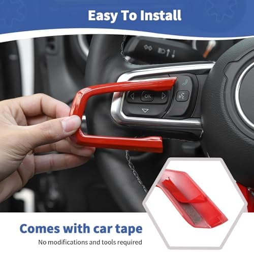 RT-TCZ for Wrangler JL Steering Wheel Trim Decal Panel Red for Jeep Wrangler JL JLU 2018 up for Gladiator JT 2020 up Red Interior Accessories 3pcs - Image 6