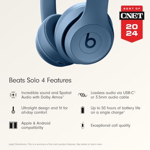 Beats Solo 4 - Wireless Bluetooth On-Ear Headphones, Apple & Android Compatible, Up to 50 Hours of Battery Life - Slate Blue - Image 2