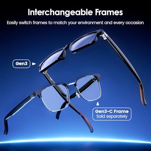 Emerhome Gen3 Smart Translation Glasses – Bluetooth Glasses with Dual Temples (Bluetooth+Standard), Real-Time AI Interpreter, Touch Control, Voice Assistant – Lightweight for Travel, Work, Business - Image 2