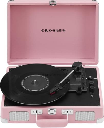 Crosley CR8005E-BH Cruiser Plus Record Player, Blush | 3-Speed Turntable, Bluetooth In / Out, Built-in Stereo Speakers, Isolated Internal Speakers Minimize Vibration - Image 7