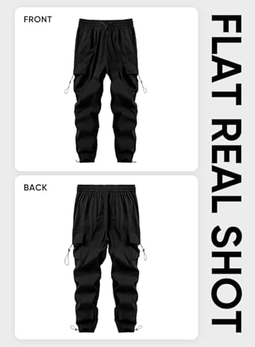 JMIERR Casual Lounge Baggy Sweatpants Parachute Pants for Men Fasion Loose Fit Wide Leg Rap Travel Pants with Drawstring High Waist Fall Essentials Outfits Retro 80s,XL,Black - Image 6