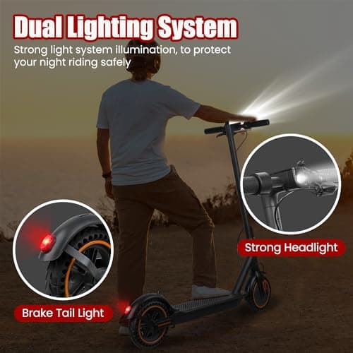 Electric Scooter Adults, Peak 500W, Max 19 Mph Speed, 19 Miles Long Range, 8.5 Inch Solid Tires, Portable Folding E-Scooter for Commuting with Dual Brakes, APP Control & Front & Rear Lights - Image 6