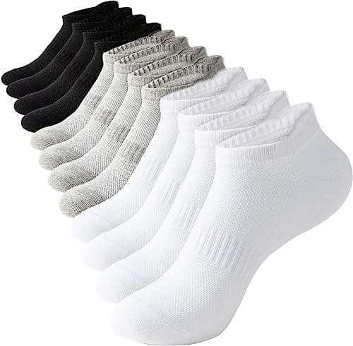 Irisbear Ankle Socks for Women Running Athletic Low Cut Tab Sports No Show Socks 6-Pairs White/Black/Gray