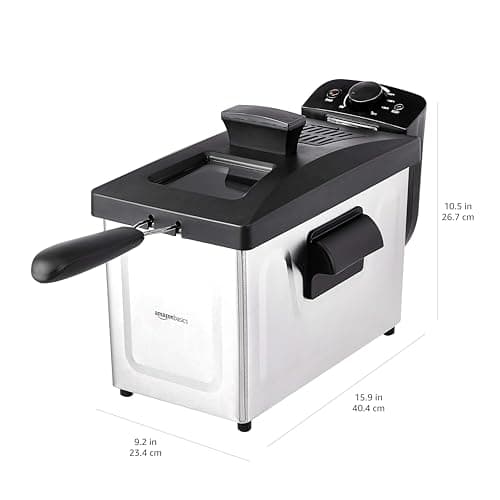 Amazon Basics 3.2-Qt (3.0L) Deep Fryer with 12-Cup Oil Capacity, Adjustable Temperature, Easy Draining Basket, Stainless Steel Exterior, Viewing Window, 1500W, Black & Silver - Image 5