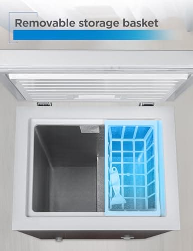 BLACK+DECKER 2.0 Cu. Ft. Compact Chest Freezer, Deep Freezer Holds Up To 70 Lbs. of Frozen Food, Removable Storage Basket, Manual Defrost, White - Image 6