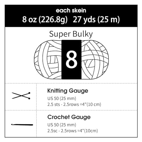 HOMBYS 8 Pack Assorted Chunky Yarn for Crocheting,Super Bulky Large Soft Fluffy Yarn,Plush Fuzzy Yarn,Thick Chenille Yarn for Hand Knitting/Arm Knitting,4 White & 4 Sage Green(27yds,8 oz Each Skein) - Image 8