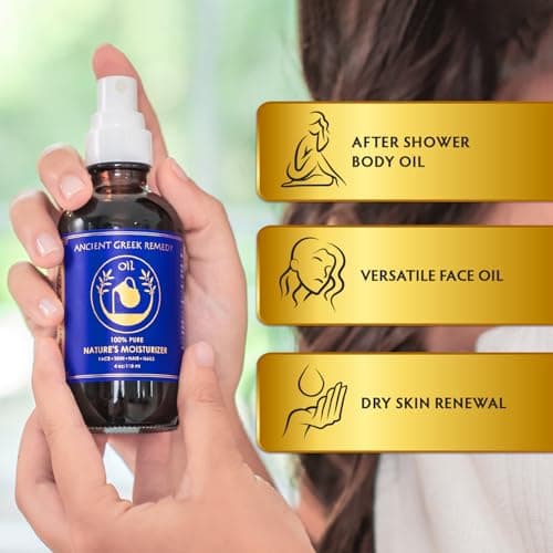 Ancient Greek Remedy After Shower Body Oil for Women - Organic Face Oil & Body Moisturizer for Dry Skin with Sweet Almond, Jojoba, Olive, Lavender and Vitamin E Oil - Natural Clean Skincare, 4 oz - Image 2