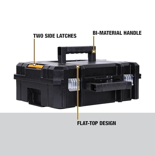 DEWALT TSTAK II Tool Box, Flat Top Tool Storage Case, Organizer Box Holds Up To 66 lbs, Flexible Platforms for Stacking, 13 Inch (DWST17807) - Image 6