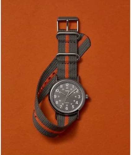 Timex Weekender 38mm Unisex Analog Watch | INDIGLO Backlight | Adjustable Durable Nylon Fabric Slip Through Strap | 24 Hour Time - Image 5
