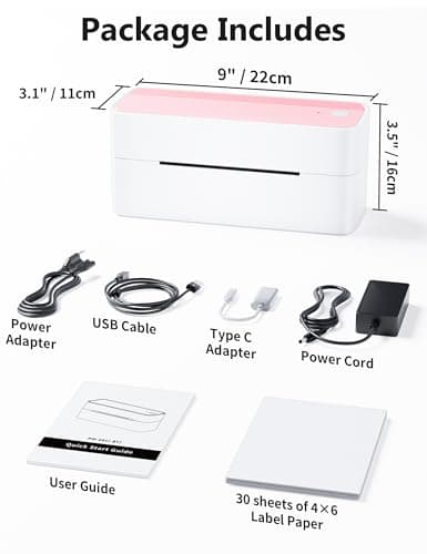 Phomemo Bluetooth Thermal Label Printer, 241BT 4X6 Wireless Shipping Labels Printer for Small Business, Pink Label Printers for Shipping Package, Compatible with iPhone, Android, Amazon, Shopify, USPS - Image 9