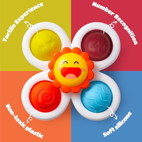 LiKee Strong Suction Cup Fidget Rotating Sensory Bath Toys for Baby, Airplane Car Travel Table & Window Toys for Toddler Boys and Girls, 6+ Months - Image 8