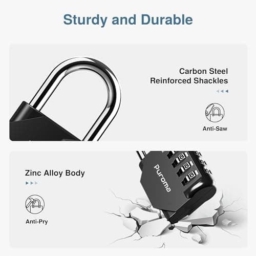 Puroma 2 Pack Combination Lock for Locker 4 Digit Outdoor Waterproof Padlock for School, Gym, Sports, Fence, Toolbox, Gate, Case, Outdoor, Hasp Storage (Black) - Image 4