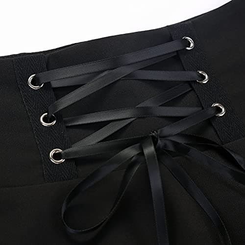 Goth Skirt for Women Gothic Clothes Cute High Waisted A Line Mini Short Skater Black Pleated Skirts, Black, M - Image 4