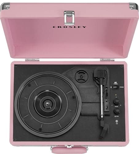 Crosley CR8005E-BH Cruiser Plus Record Player, Blush | 3-Speed Turntable, Bluetooth In / Out, Built-in Stereo Speakers, Isolated Internal Speakers Minimize Vibration - Image 6