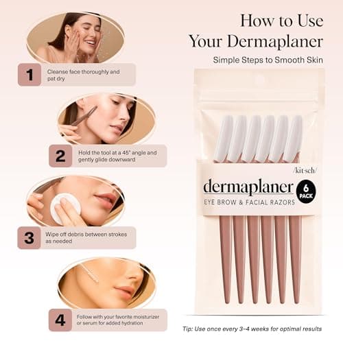 Kitsch Dermaplane Razor for Women Face - Face Razors for Women and Men - Eyebrow Trimmer, Shaver, Recycled Plastic Dermaplaning and Skin Care Tool - Terracotta, 12 pcs - Image 7