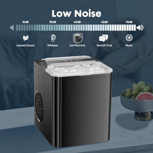 Sweetcrispy Countertop Ice Maker, Portable Ice Machine Self-Cleaning, 9 Cubes in 6 Mins, 26 lbs/24Hrs, 2 Sizes of Bullet Ice for Home Party Office,Elegant Black - Image 3