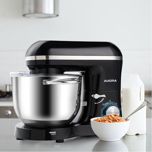 Aucma Stand Mixer,6.5-QT 660W 6-Speed Tilt-Head Food Mixer, Kitchen Electric Mixer with Dough Hook, Wire Whip & Beater (6.5QT, Black) - Image 7