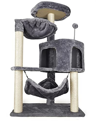 YUNIQUE Cat Tree with Cat Condo and Big Hammock, Grey - Image 2