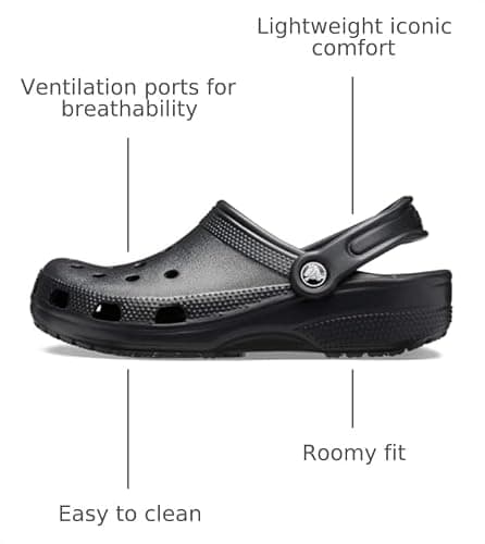Crocs Unisex-Adult Classic Clog, Black, 9 Women/7 Men | Clogs for Women and Men - Image 6