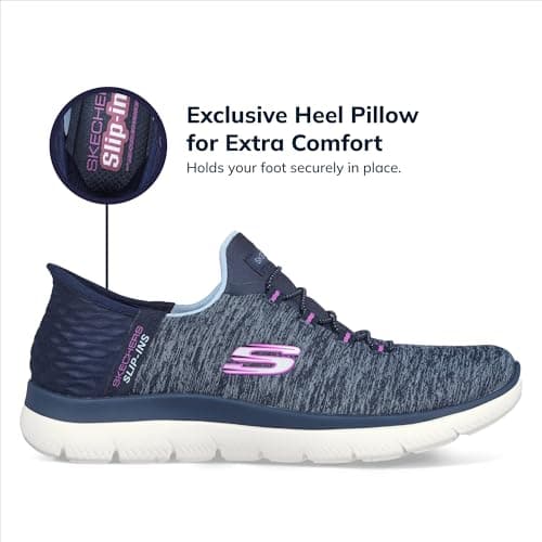 Skechers Women's Summits Hands-Free Slip-Ins – Memory Foam Insole, Heel Pillow, Vegan Materials Sneaker, Navy Purple, 12 - Image 5
