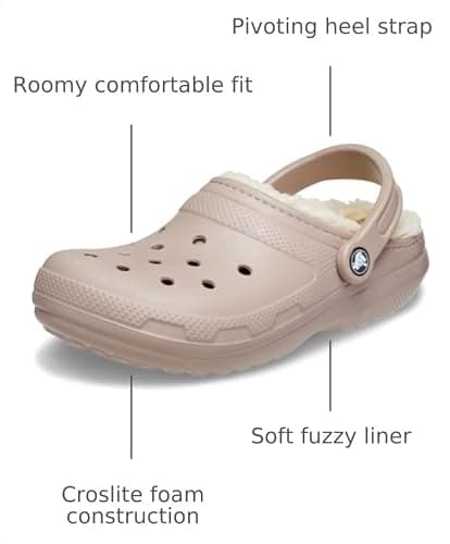 Crocs Unisex Men's and Women's Classic Lined Clog | Fuzzy Slippers, Mushroom/Bone, 12 Men/14 Women - Image 3