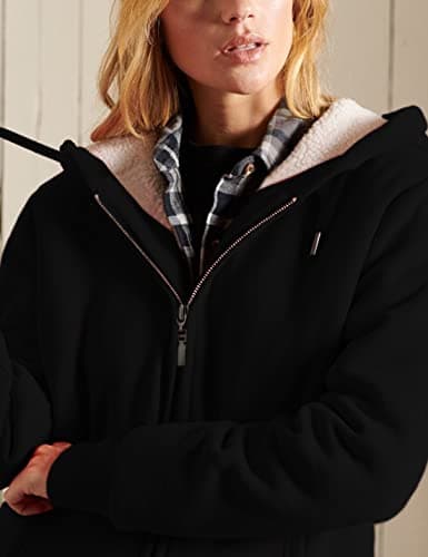 Yeokou Women's Casual Full Zip Up Sherpa Lined Hoodie Sweatshirt Jacket Coat (X-Large, Black001) - Image 3