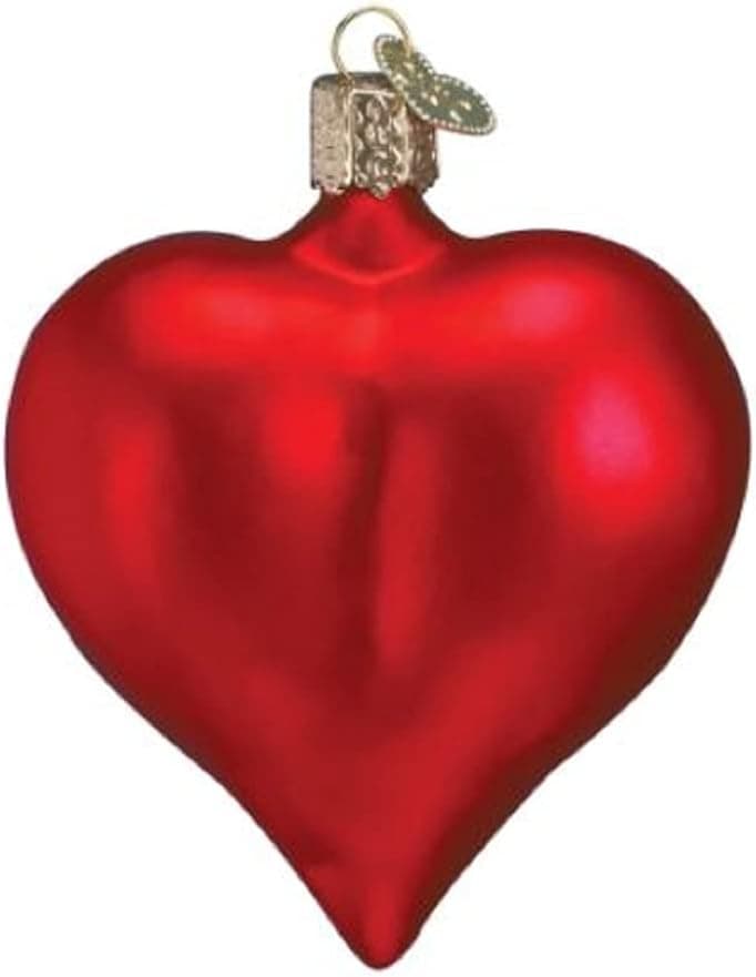 Old World Christmas Large Matte Red Heart Glass Blown Ornament for Christmas Tree, Handcrafted Holiday Decoration, Heart Collection - Image 2