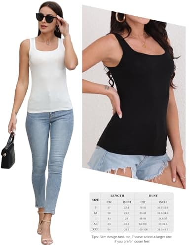 BQTQ 5 Pack Square Neck Tank Tops for Women Sleeveless Ladies Tank Tops with Square Neck Womens Undershirt Tank Tops, L - Image 5